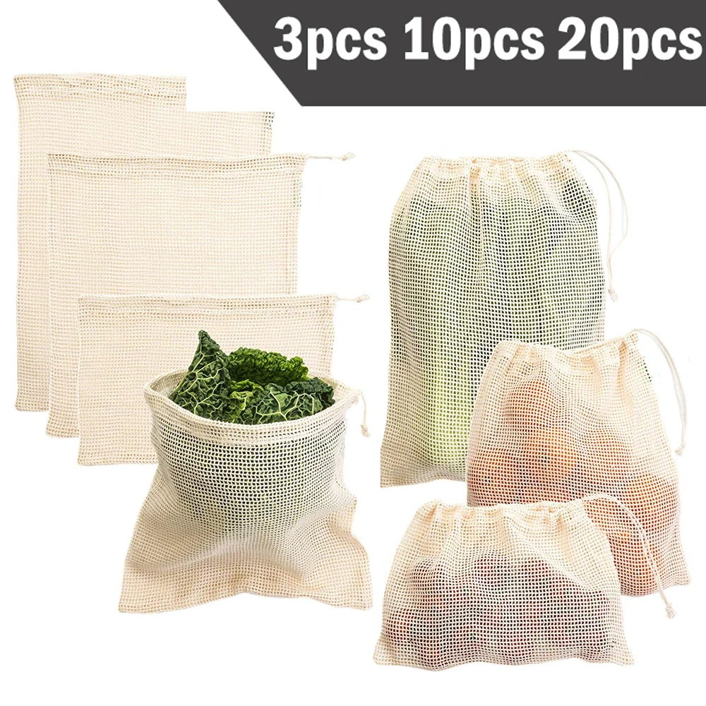 Food Storage Net - 3 6 10pcs Reusable Produce Bags