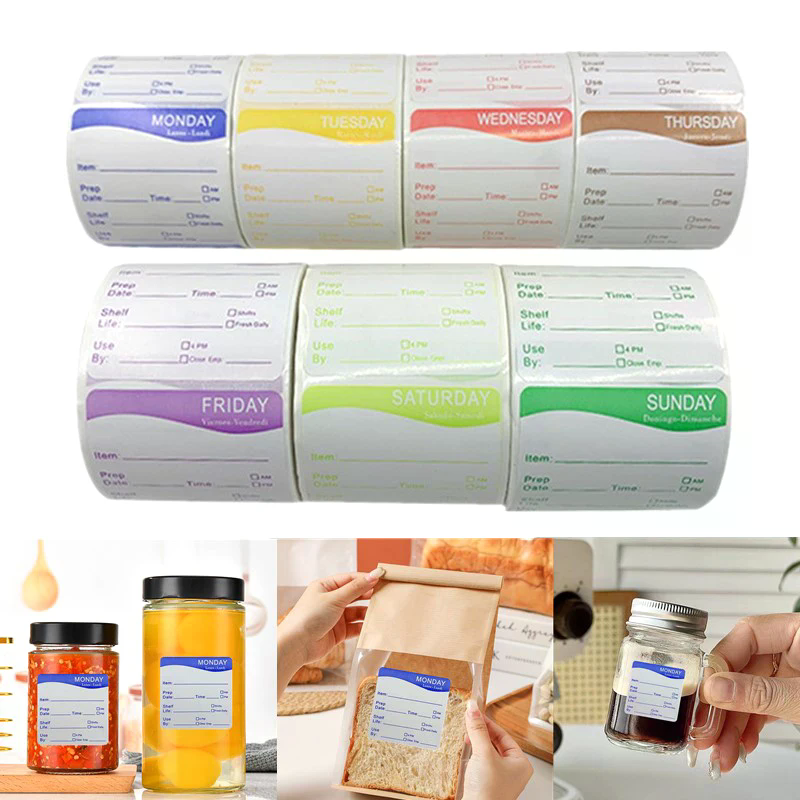 Food Storage Expiration Dates - 250Pcs/Roll Kitchen Date Food Sticker Label