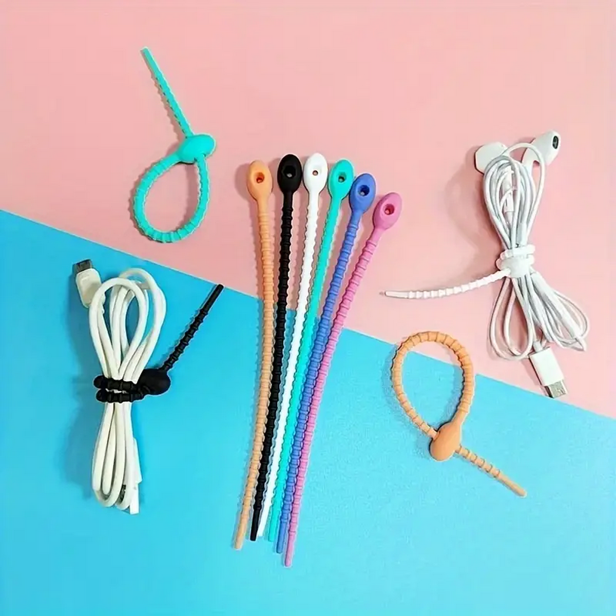 Food Storage Silicone Bags - Silicone Reusable Cable Wire Organizer, Storage