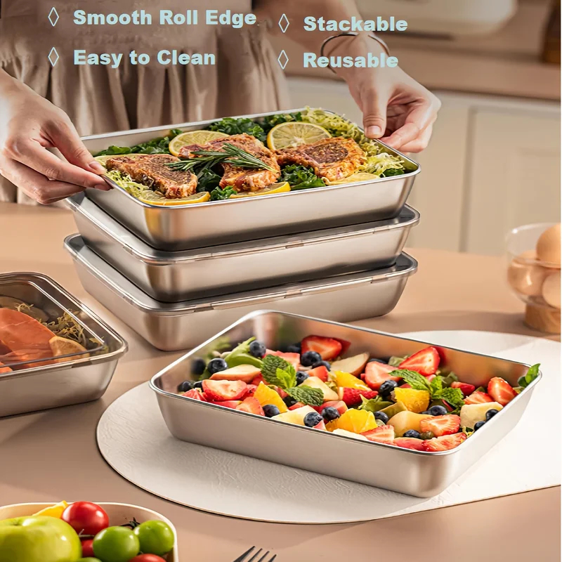 Food Storage Camping - 3pcs Stainless Steel Food Containers &