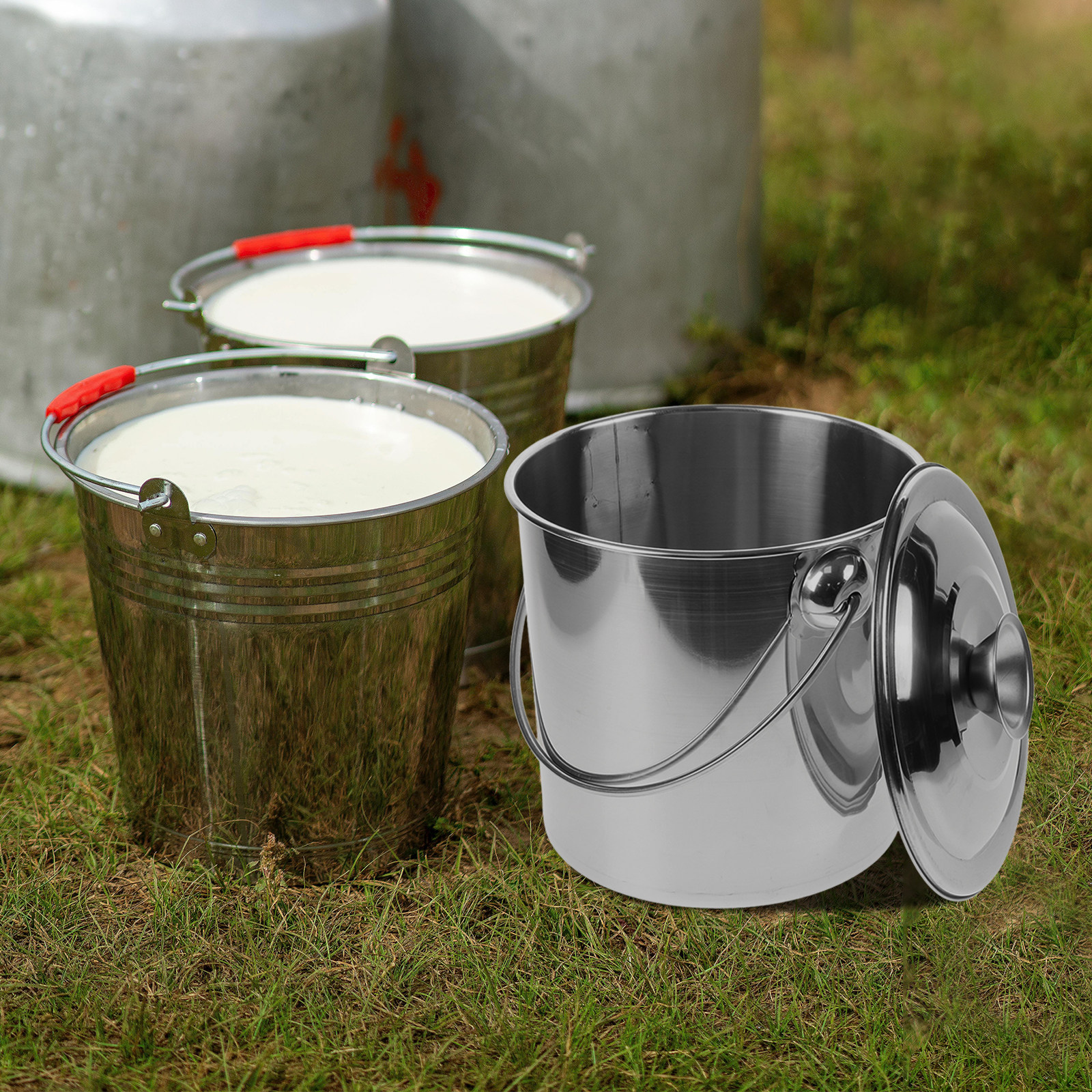 Food Storage Restaurant - Stainless Steel Milk Bucket with Lid