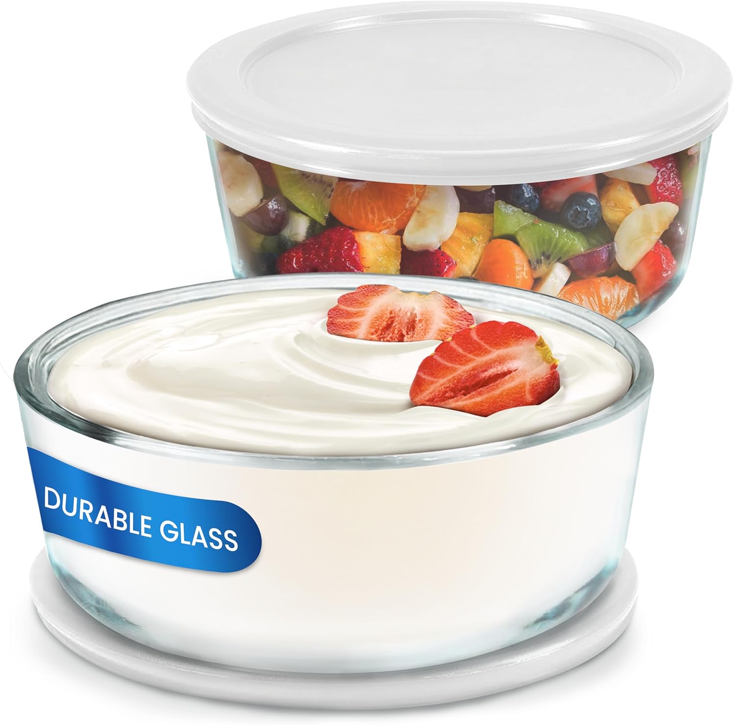 Food Storage Quart Containers - Yogurt Containers 2 Pack, 1-Quart Glass