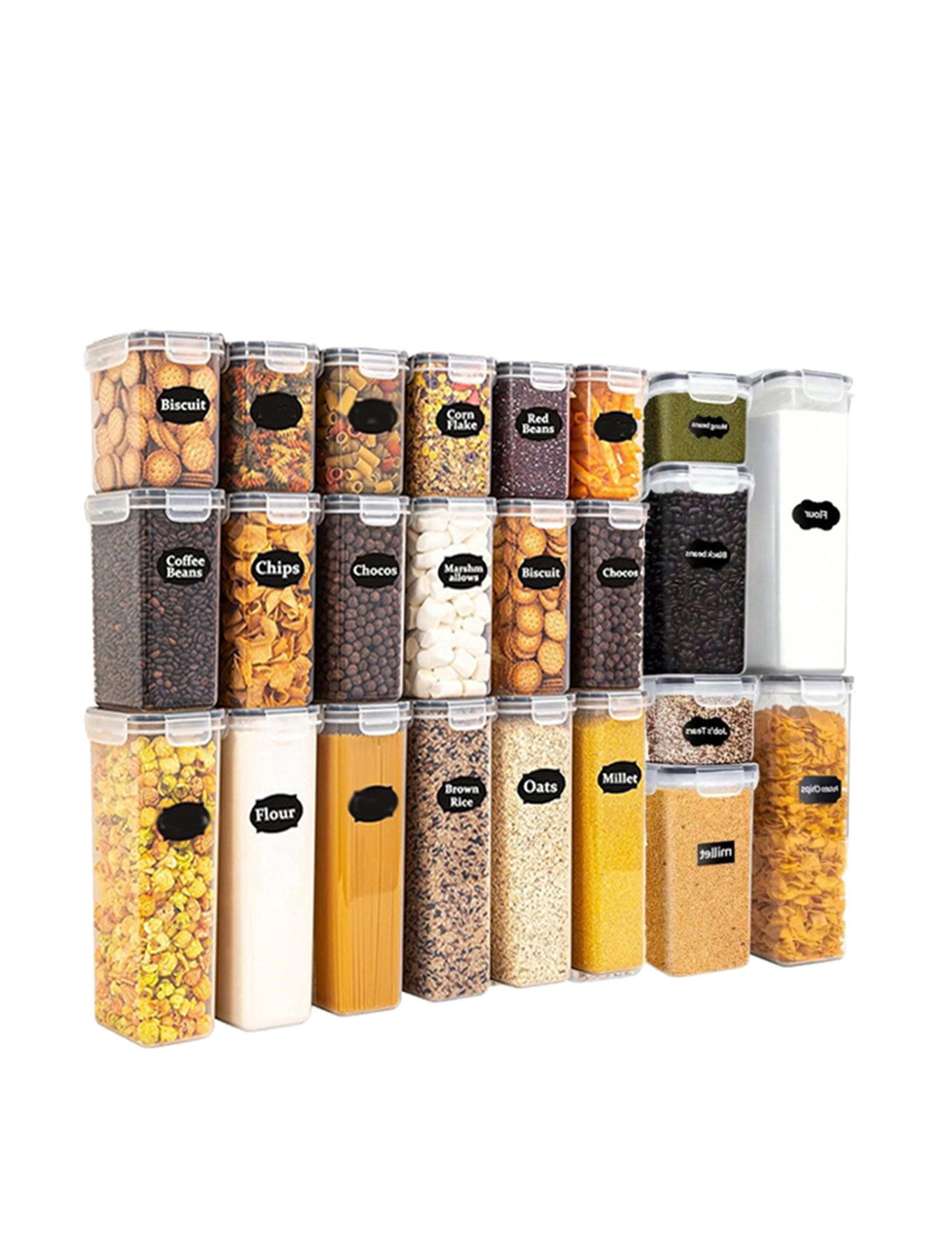 Food Storage Jars Plastic - 12pcs，Airtight food storage containers with LIDS