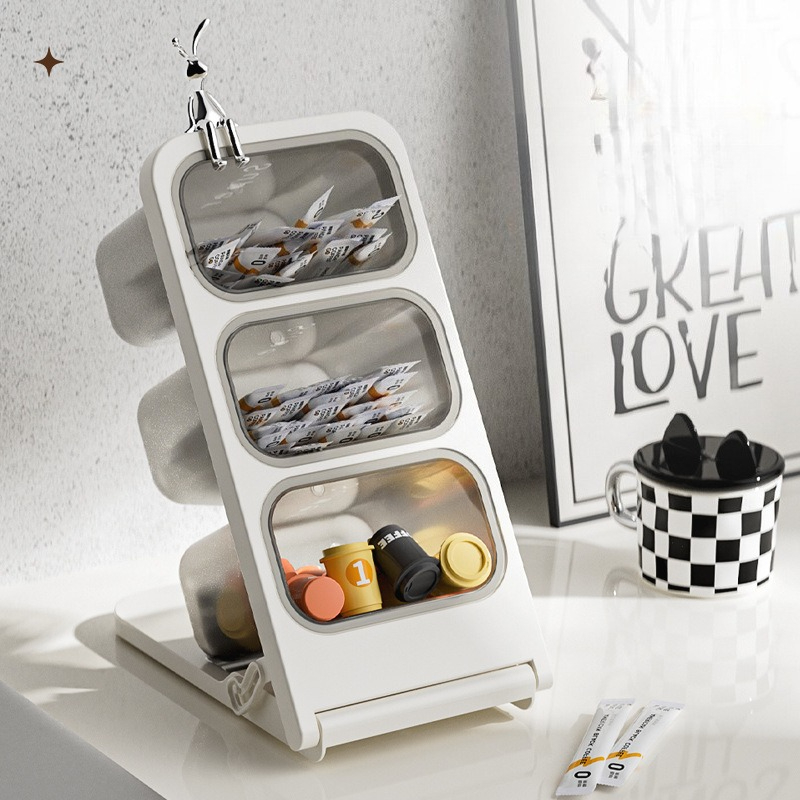 Food Storage Cabinet For Kitchen - 3 Tier Tea Bag Organizer Plastic