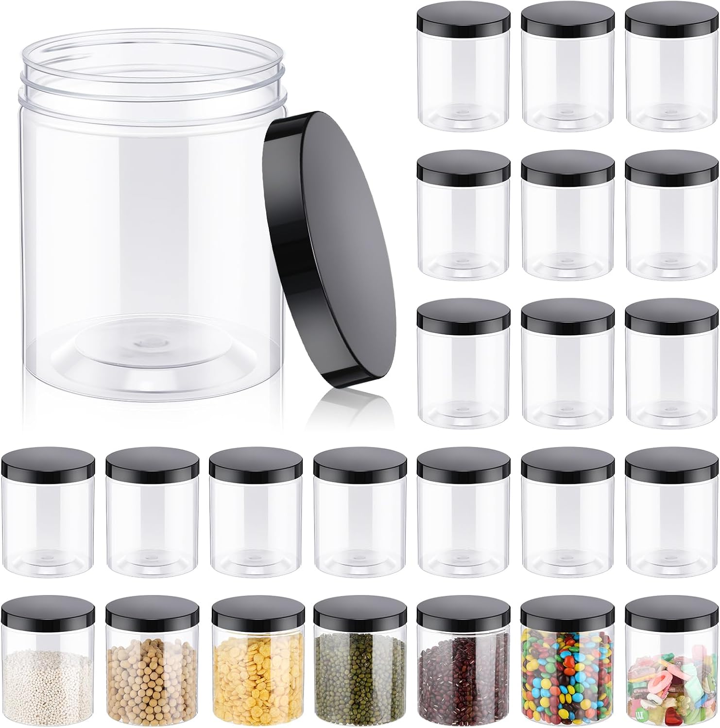 24 Pcs 16oz Plastic Jars with  - Food Storage Jars Plastic avis et prix