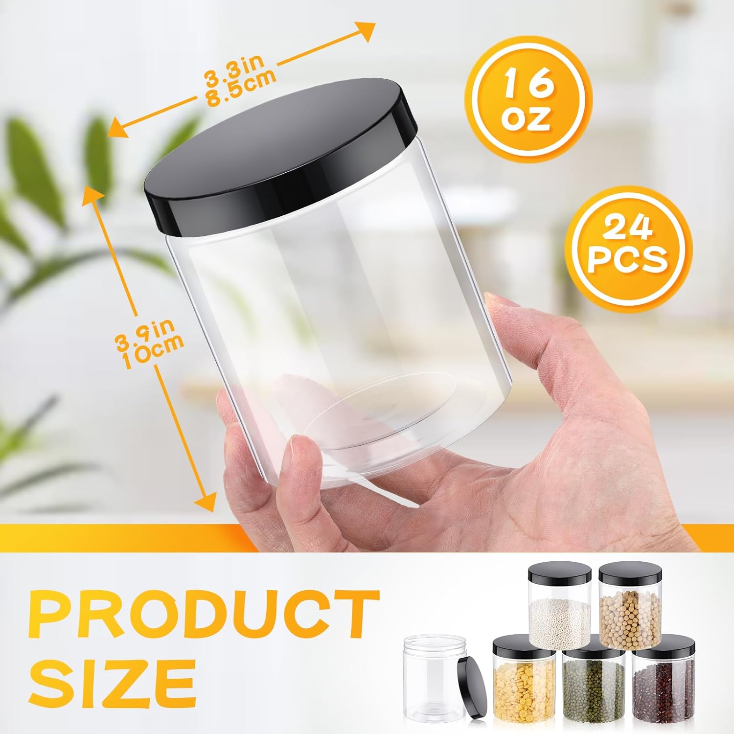 24 Pcs 16oz Plastic Jars with  - Food Storage Jars Plastic avis et prix