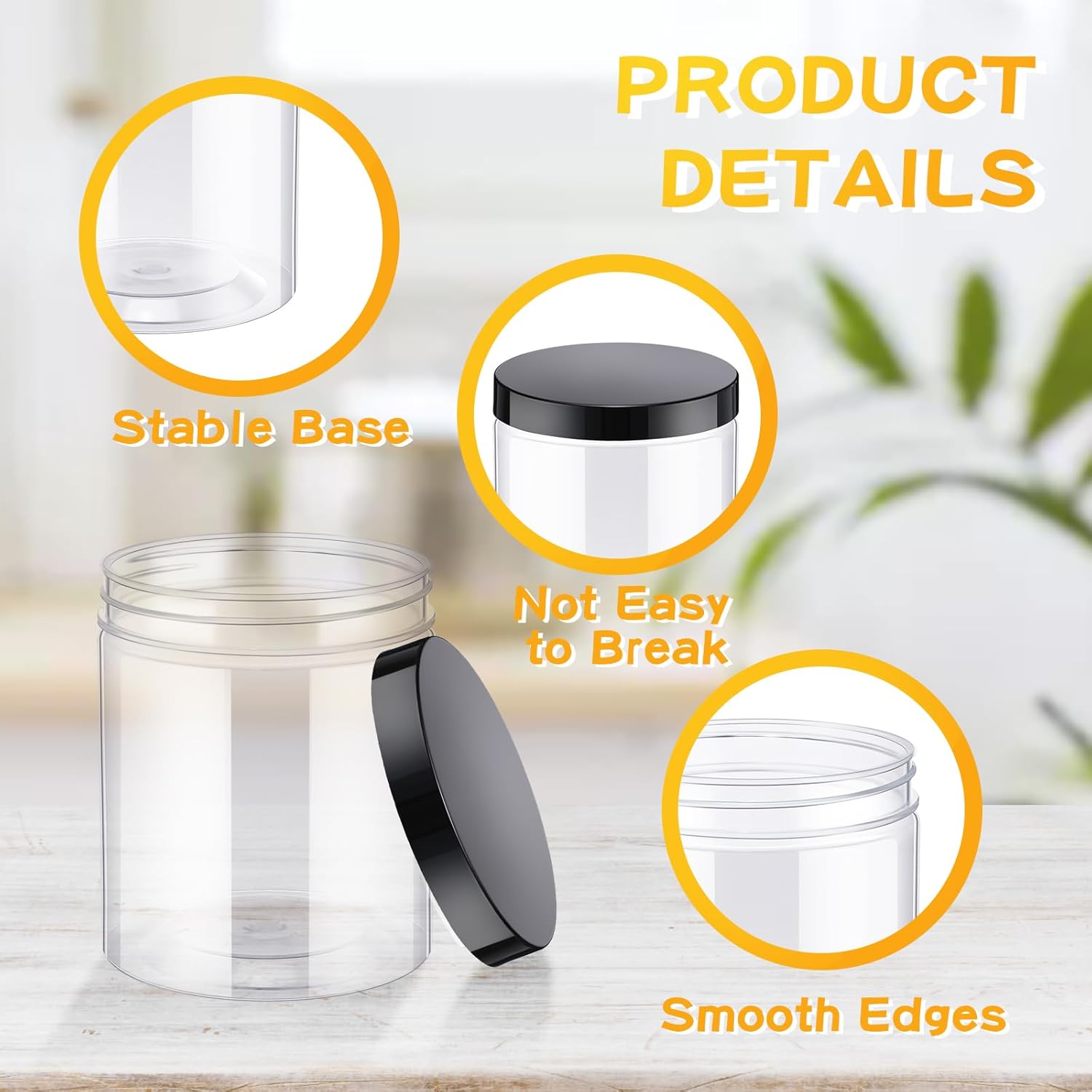 24 Pcs 16oz Plastic Jars with  - Food Storage Jars Plastic avis et prix