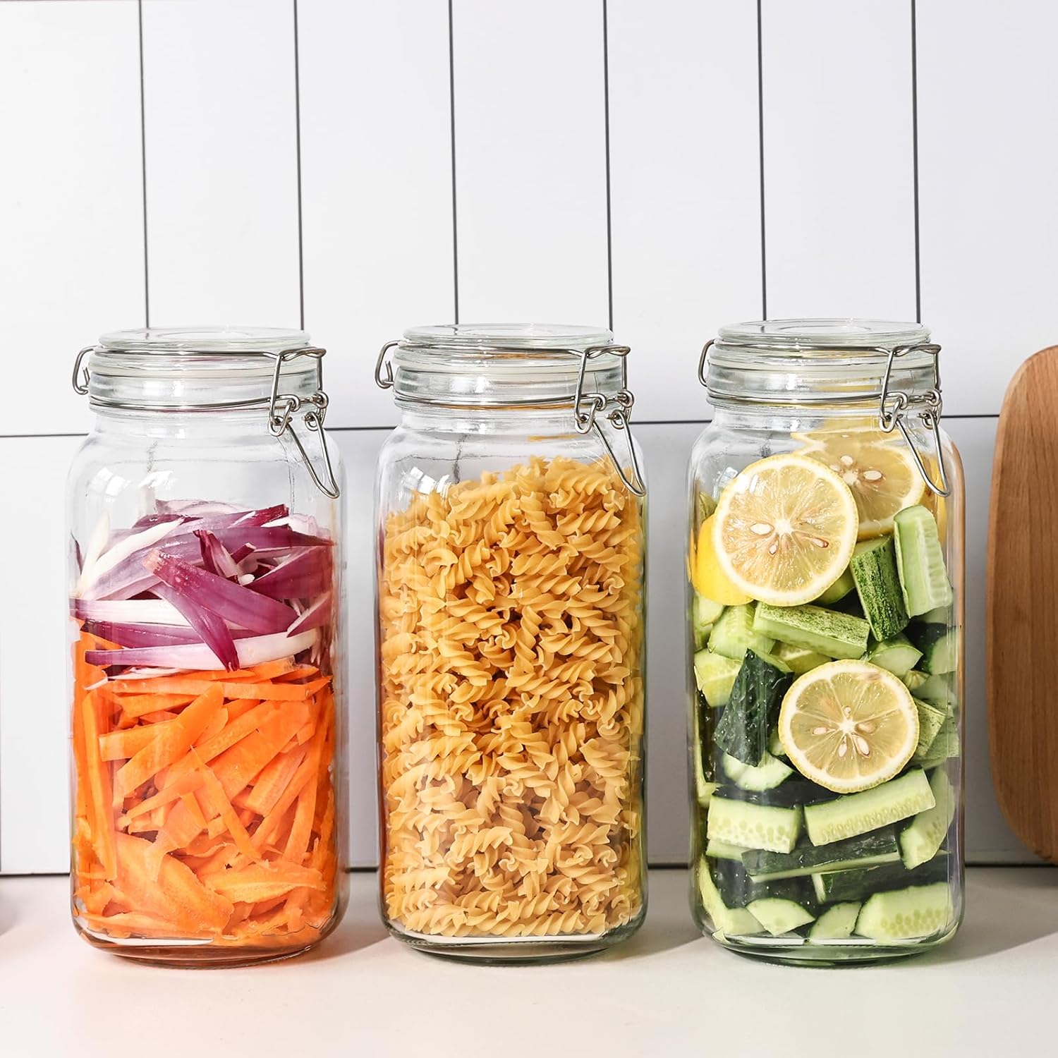 3 Pack 78oz    Glass Jars with - Food Storage Jars Plastic avis et prix