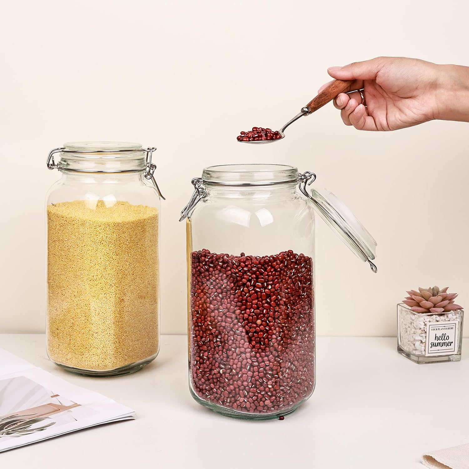 3 Pack 78oz    Glass Jars with - Food Storage Jars Plastic avis et prix