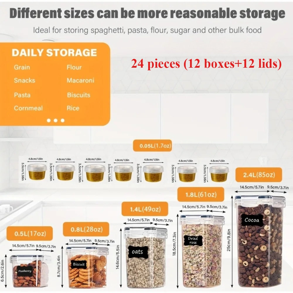 24Pcs Food Storage Containers  - Food Storage Cabinet For Kitchen avis et prix