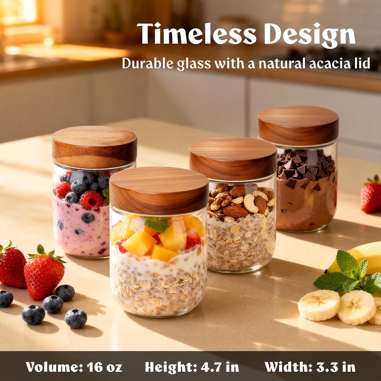 Overnight Oats Containers with - Food Storage Jars Plastic avis et prix