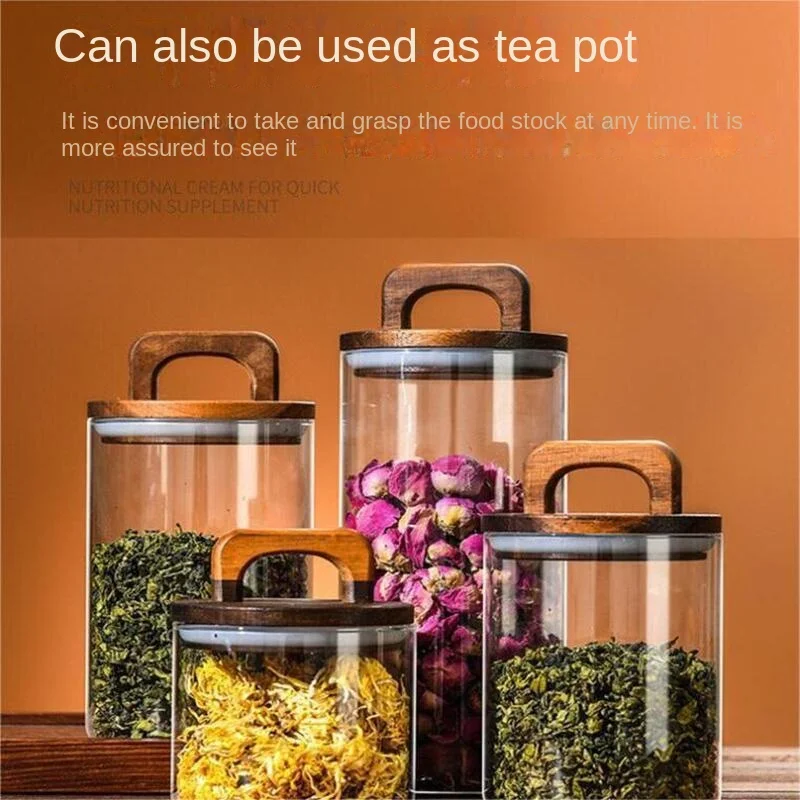 700-2100ml Wood Lid Glass Jar  - Glass Food Storage Xl avis et prix