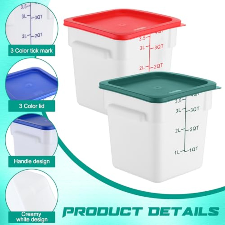 6 Pieces 4 Quart Commercial Fo - Food Storage Quart Containers avis et prix