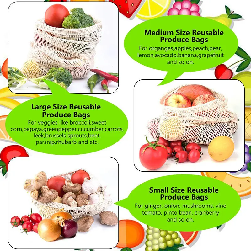 3 6 10pcs Reusable Produce Bag - Food Storage Net avis et prix
