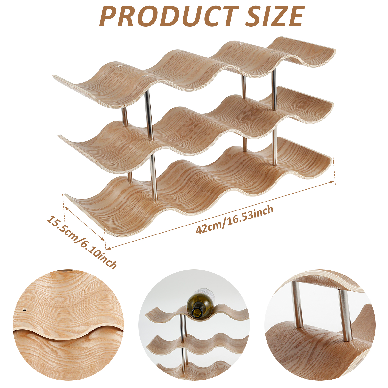 2/3-Tier Wooden Wine Rack Wavy - Food Storage Utensils avis et prix