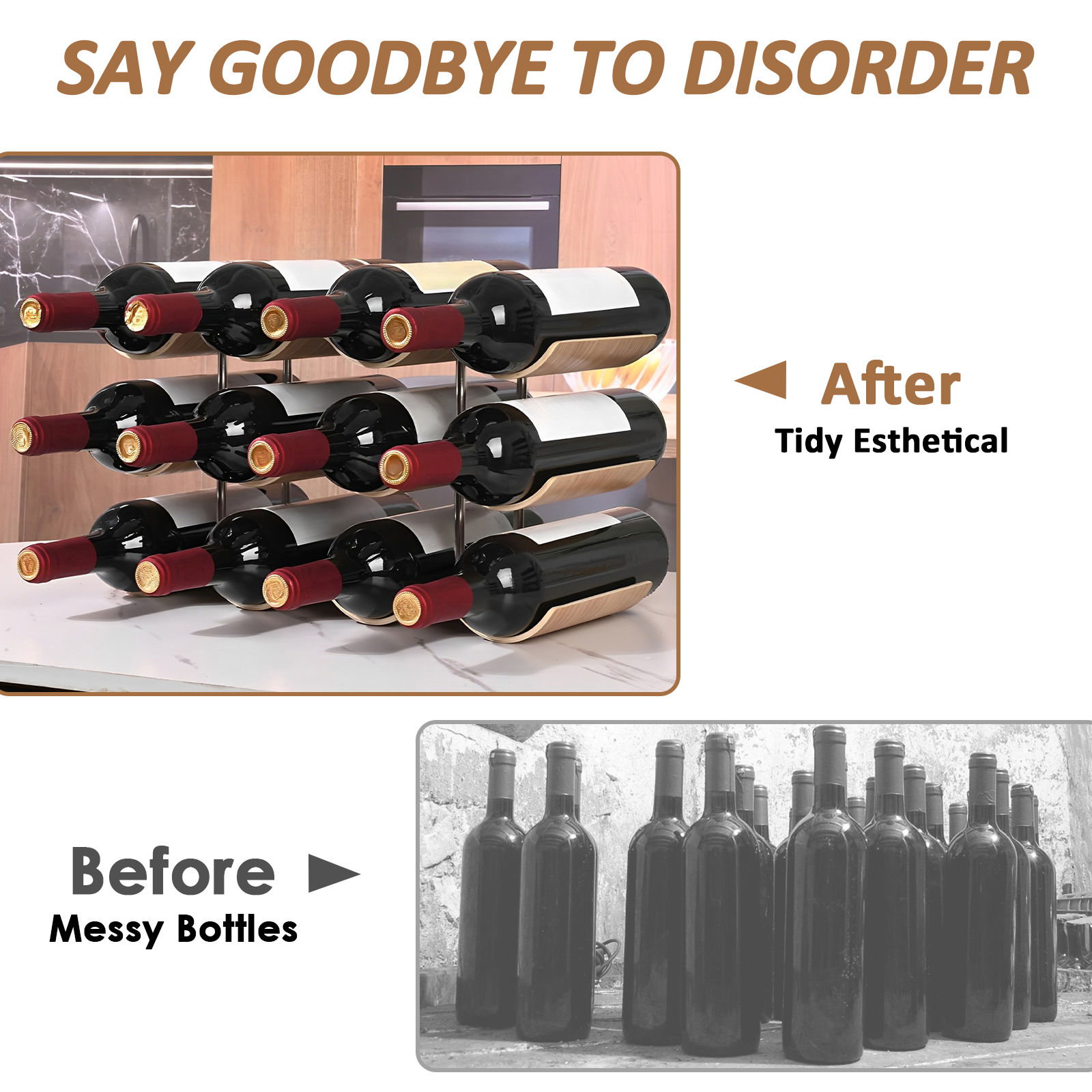 2/3-Tier Wooden Wine Rack Wavy - Food Storage Utensils avis et prix