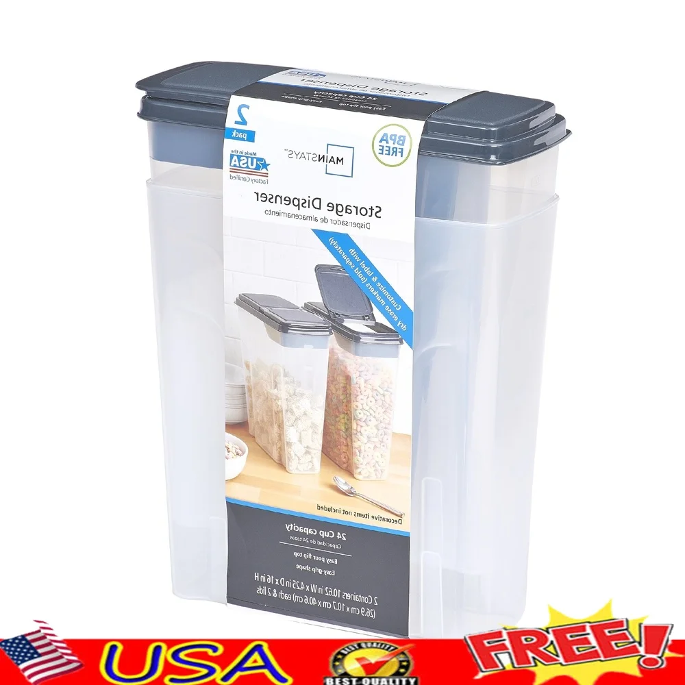 2-Pack Plastic Cereal Dispense - Food Storage Quart Containers avis et prix