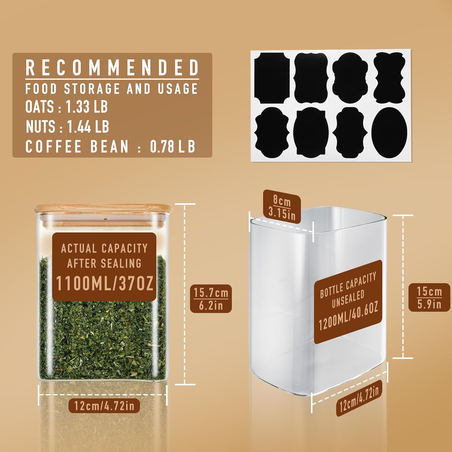 37oz Rectangle Airtight Glass  - Food Storage Jars Plastic avis et prix