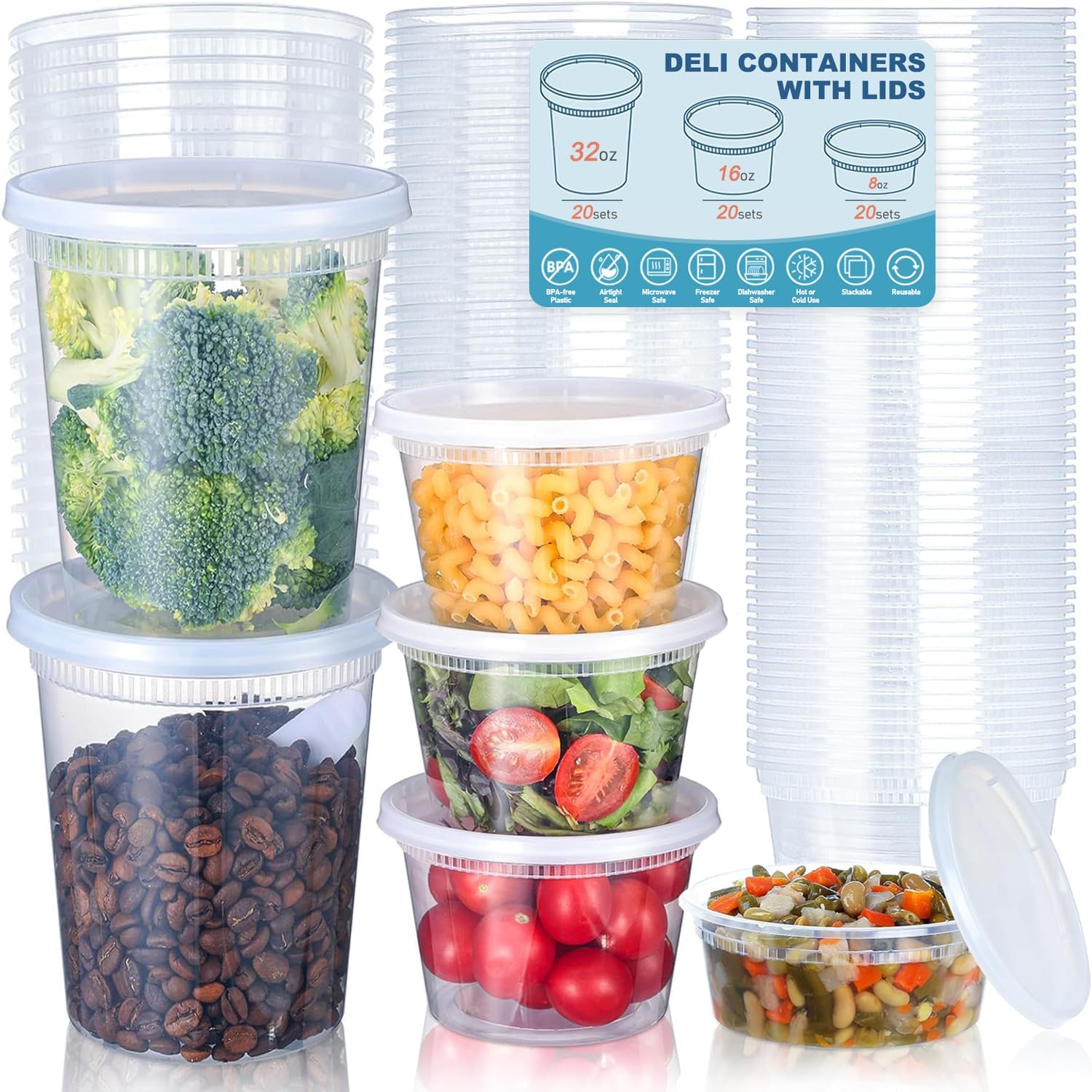 24pcs Deli Food Storage Contai - Food Storage Jars Plastic avis et prix
