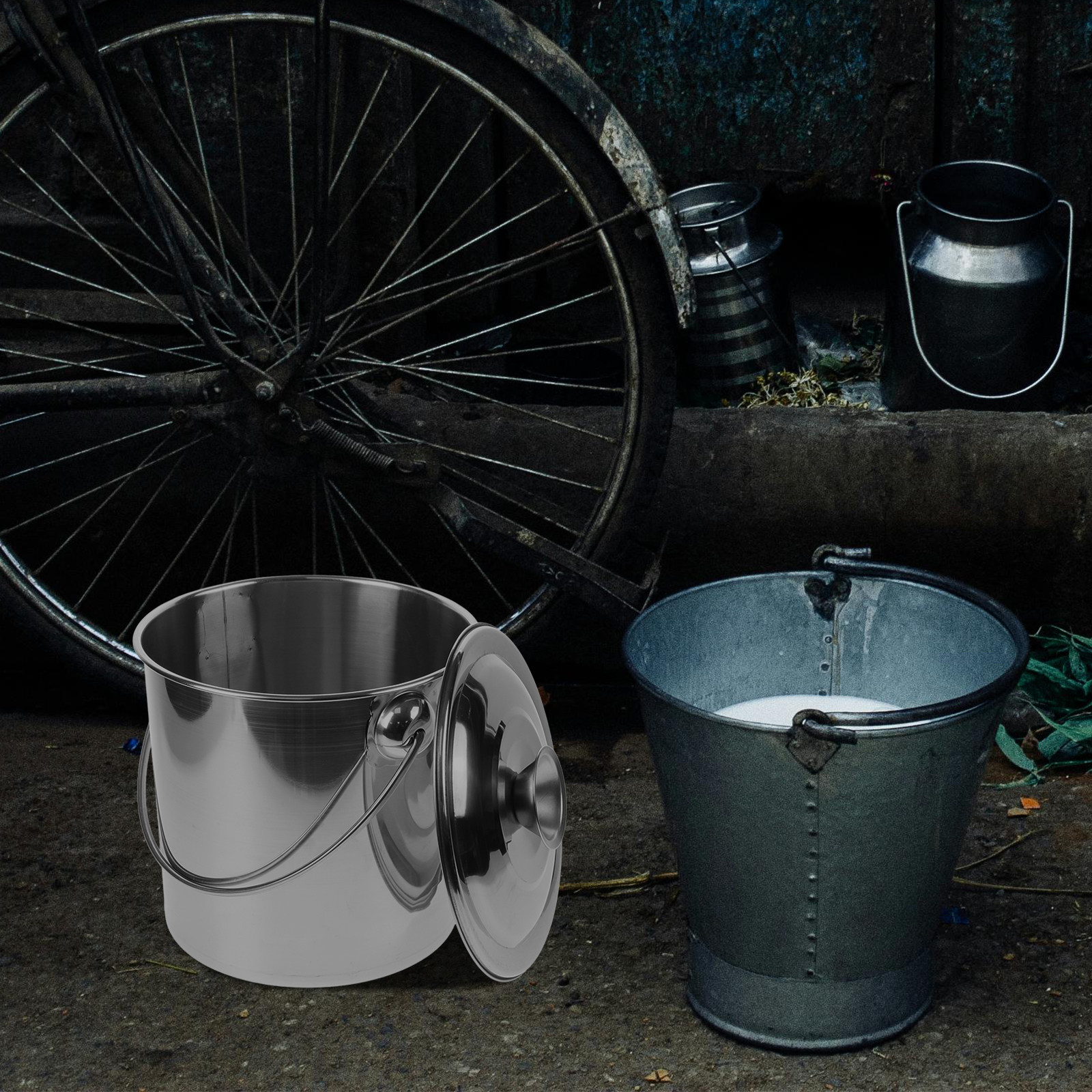 Stainless Steel Milk Bucket wi - Food Storage Restaurant avis et prix