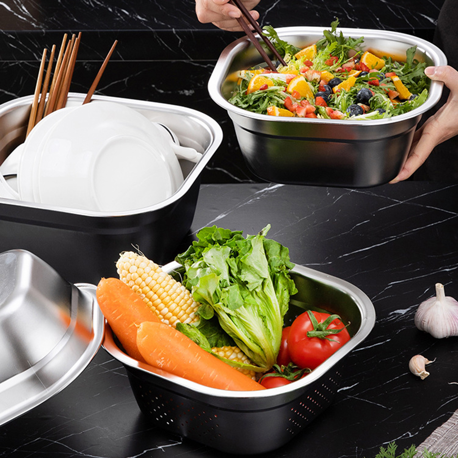 Stainless Steel Square Basin V - Food Storage Utensils avis et prix