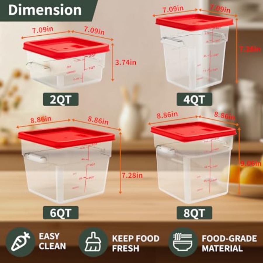 6 Quart Set of 4 Food Storage  - Food Storage Quart Containers avis et prix
