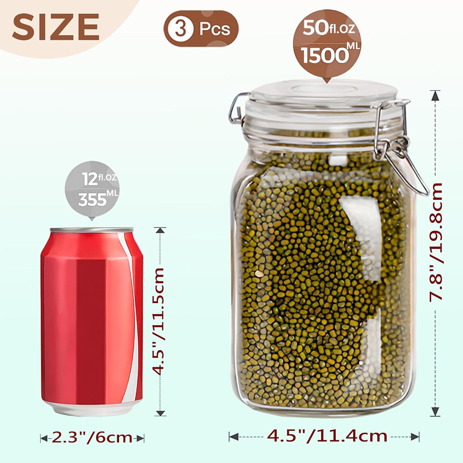 Clear Food Storage Jars 50oz S - Food Storage In The Kitchen avis et prix
