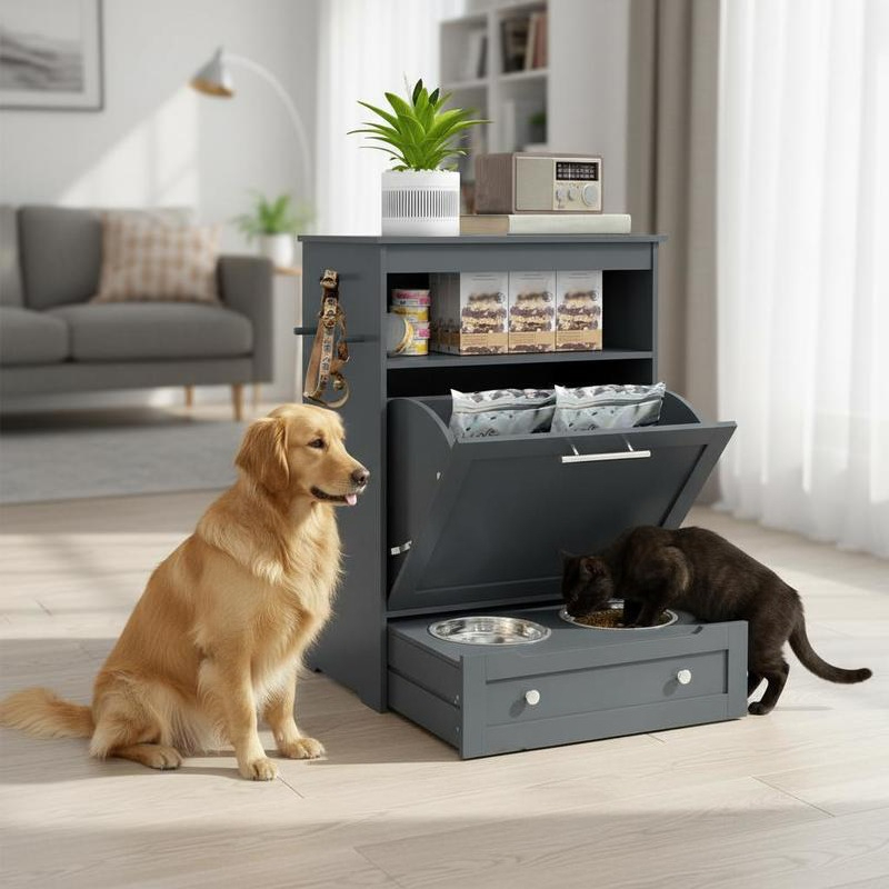 Pet Feeder Station Storage Cab - Food Storage Dog avis et prix