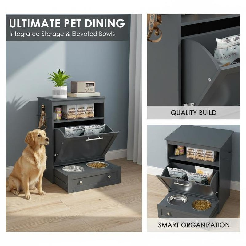 Pet Feeder Station Storage Cab - Food Storage Dog avis et prix