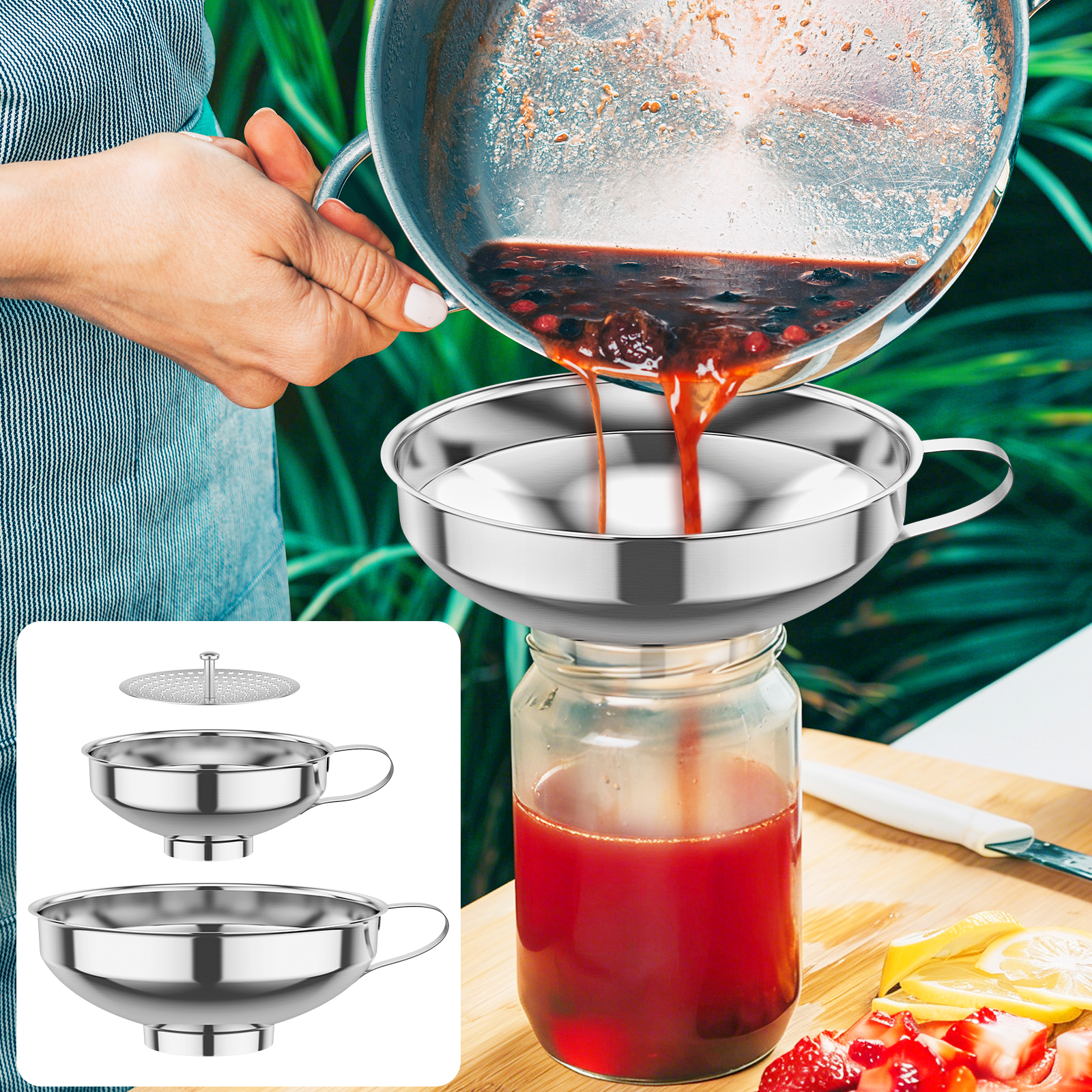 3Pack Canning Funnel with Stra - Mason Jar Wide Mouth avis et prix