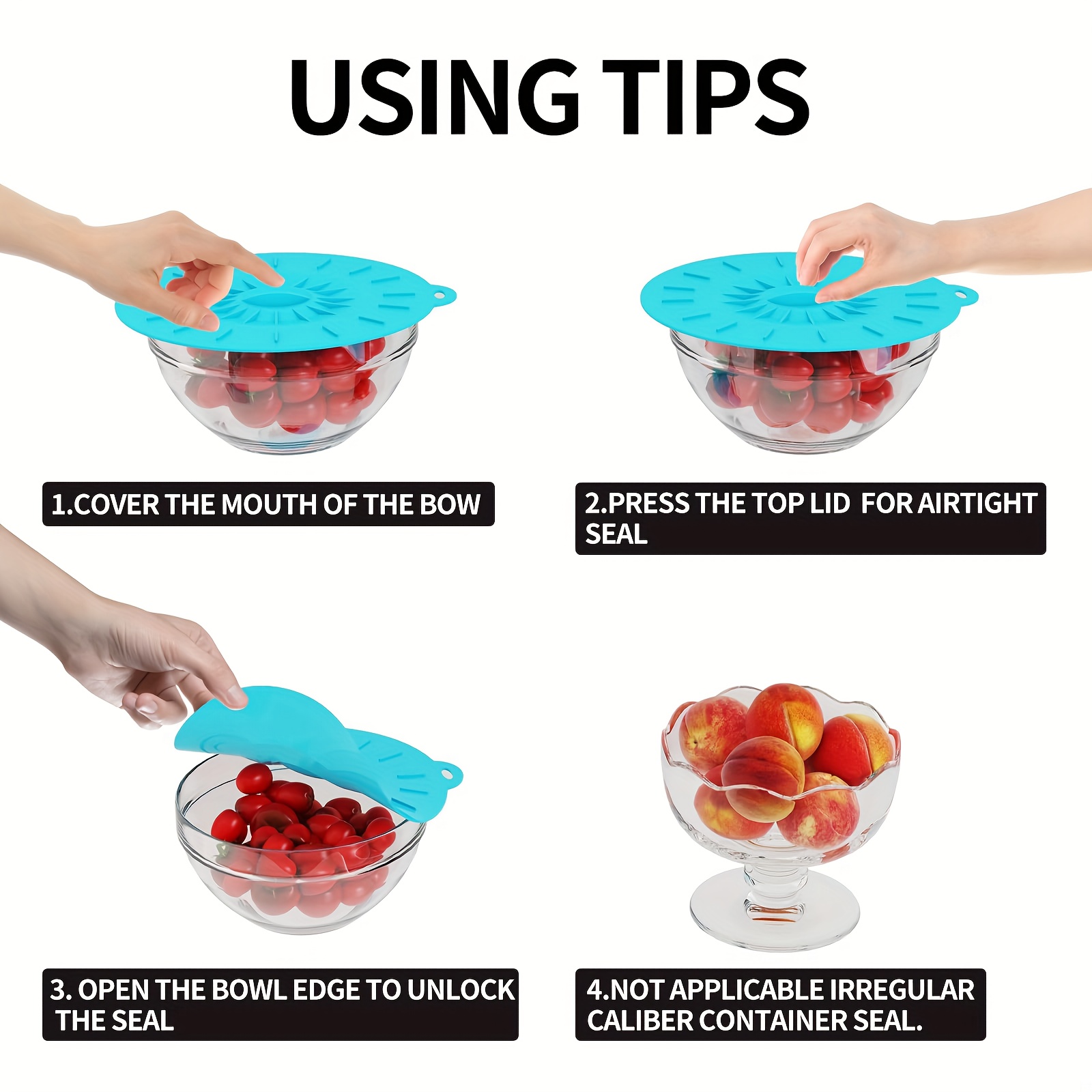 5-Piece Silicone Lids, Heat-Re - Food Storage Utensils avis et prix
