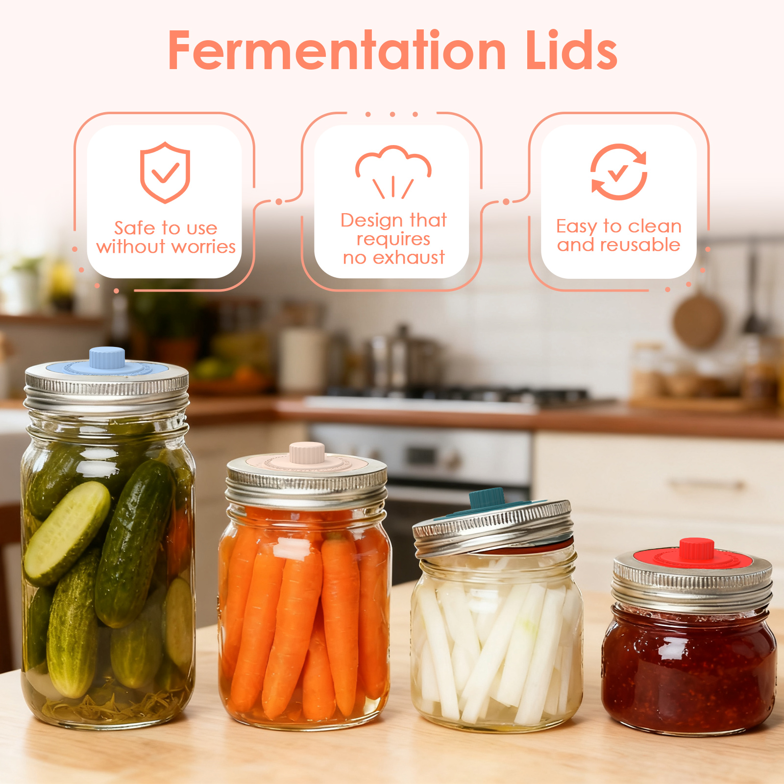 4 Pcs Silicone Fermentation Li - Mason Jar Wide Mouth avis et prix