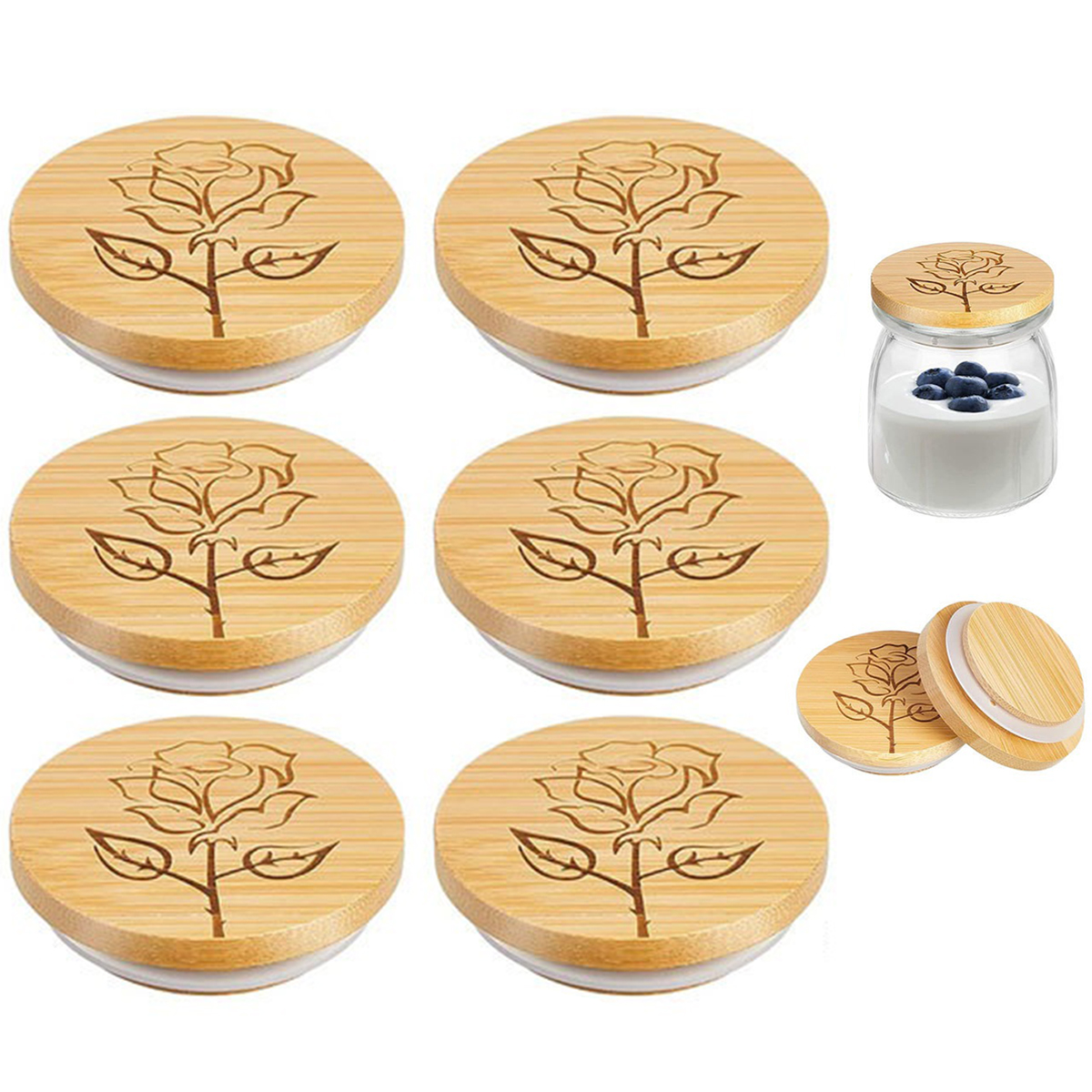 6pcs Wood Mason Jar Lid Reusab - Mason Jar Wide Mouth avis et prix