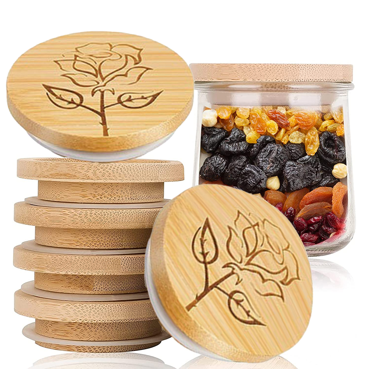 6pcs Wood Mason Jar Lid Reusab - Mason Jar Wide Mouth avis et prix